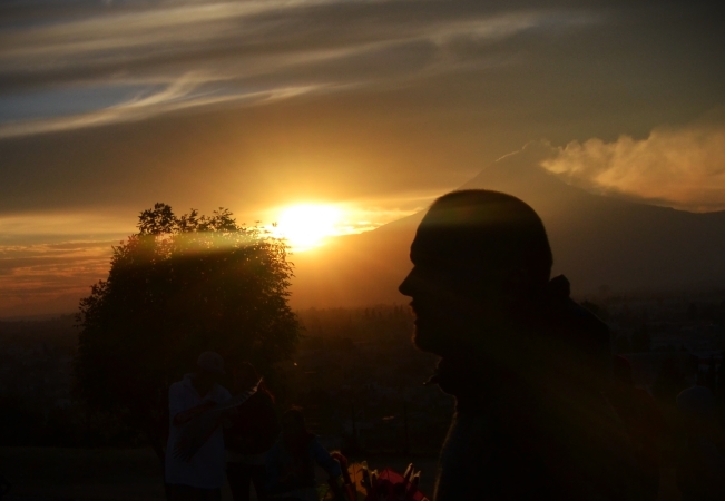 Sunset over Popōcatepētl